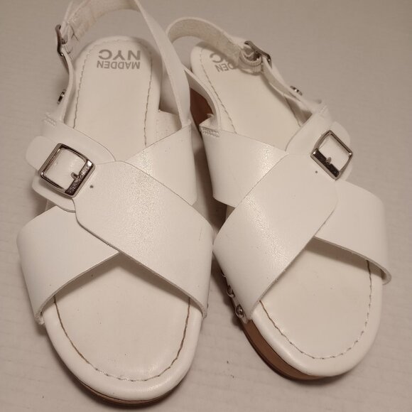 Madden NYC White Platform Wooden Heeled Girls Size 4 - Picture 1 of 15